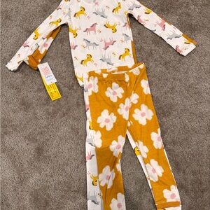 Charming Kids Pajama Set with Deer and Floral Design